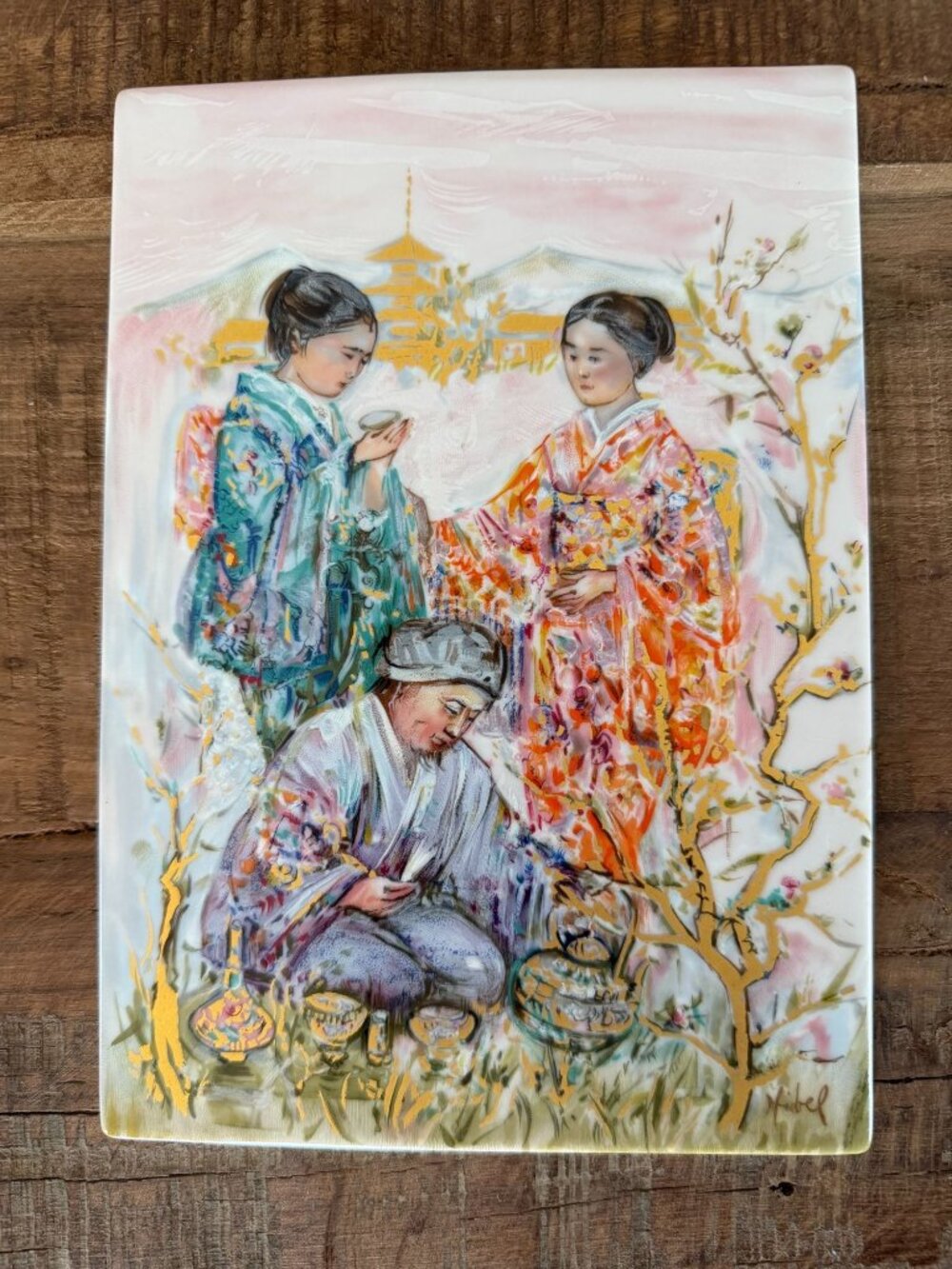 Limited Edition "Cha no Yu" The Art of Tea Porcelain Plaque Edna Hibel West Germ